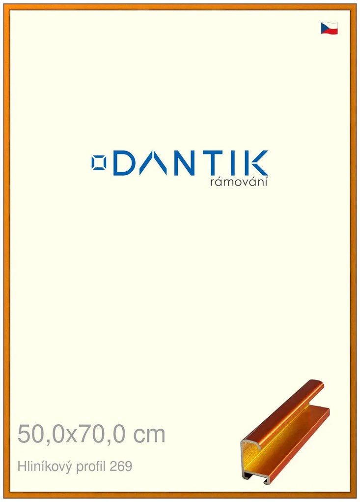 DANTIK rám na obraz 50x70 | ALU Oranžová Citrin broušená (Plexi Čiré)