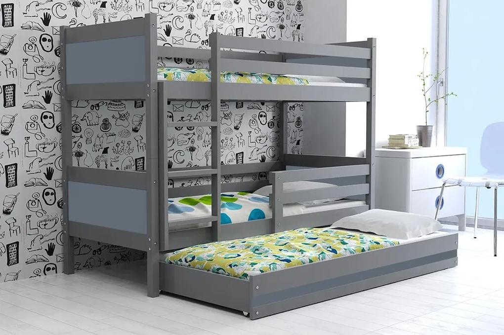 Poschodová posteľ s prístelkou RINO 3 - 190x80cm - Grafitový - Grafitový