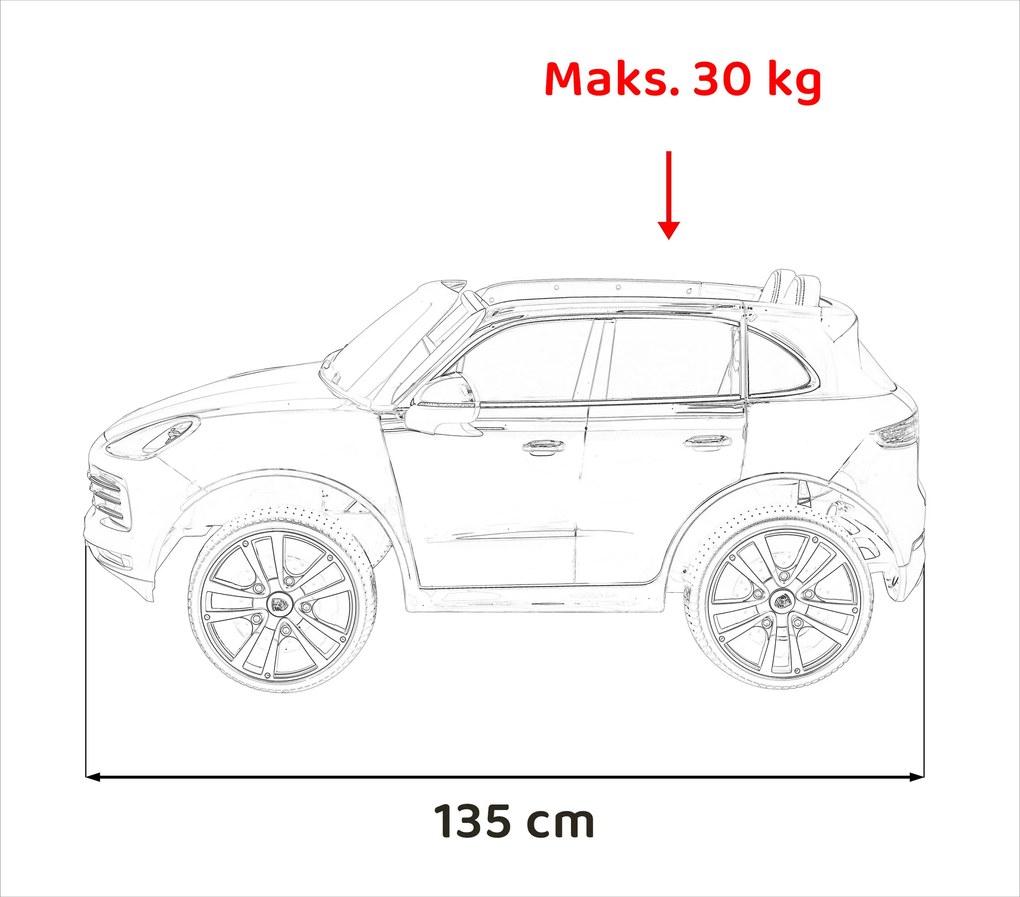 RAMIZ Elektrická autíčko Porsche Cayenne S - biele - 4x25W- BATÉRIA - 12V7Ah - 2024
