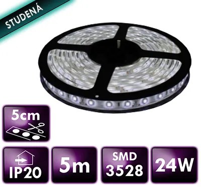 ECOLIGHT LED pásik - SMD 2835 - 5m 24W IP20 60LED/m 4,8W/m studená biela