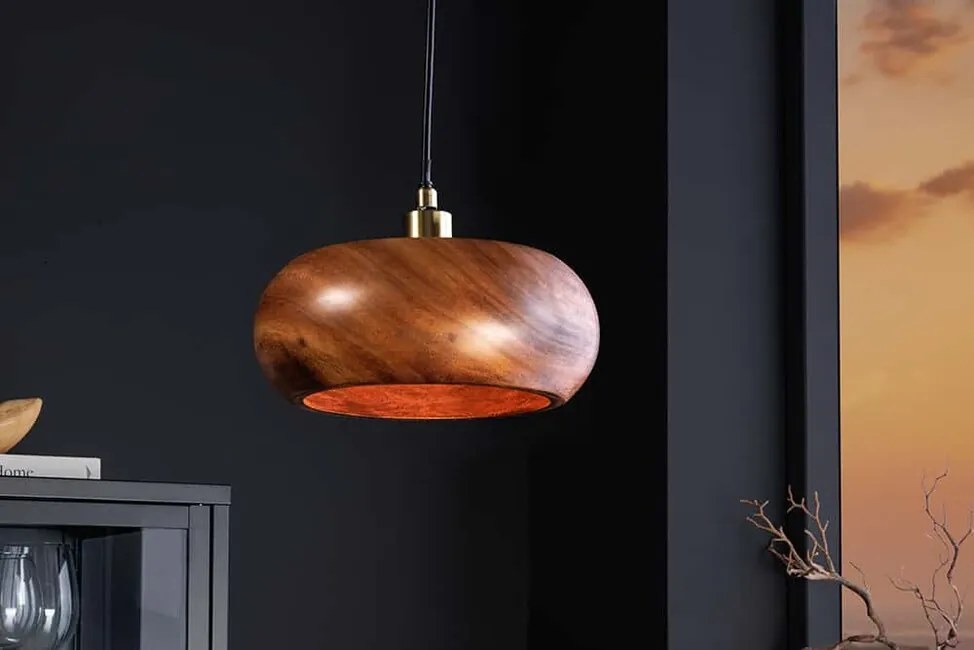 Terra – závesná lampa z akáciového dreva