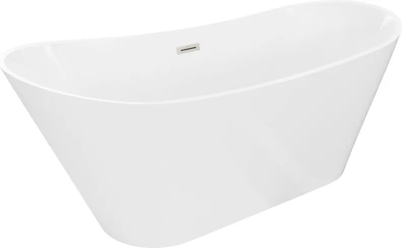 Mexen Dora, voľne stojaca vaňa 150 x 75 cm, biela, prepad brúsený nikel, 52071507500-97