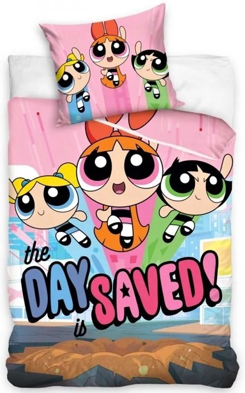 Bavlnené posteľné obliečky The Powerpuff girls - The day is saved - 100% bavlna - 70x80 cm + 140x200 cm