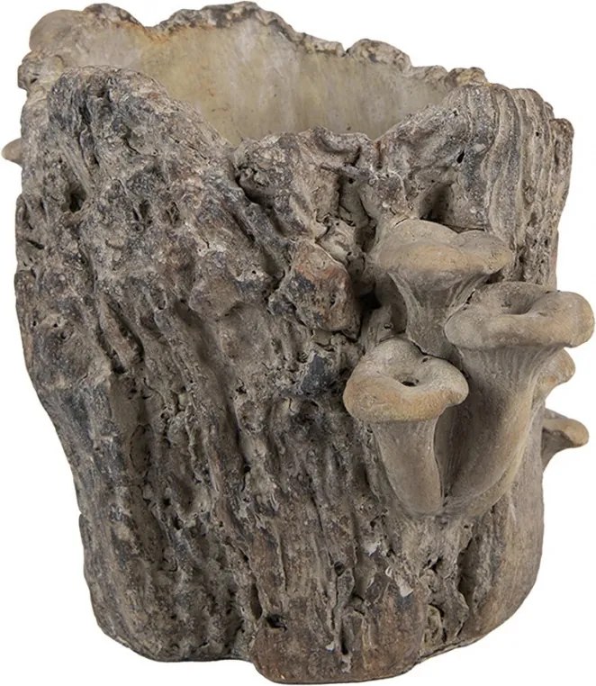Hnedý cementový kvetináč kmeň stromu s hubami Botanic M - 24*18*18 cm