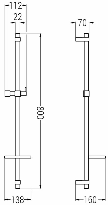 Mexen sprchová tyč DQ 80 cm s miskou na mydlo, bez batérie, zlatá, 79381-50