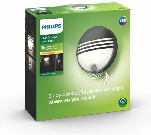 Philips 17297/30/16 -LED vonkajšie svietidlo so senzorom YARROW LED/6W/230V IP44
