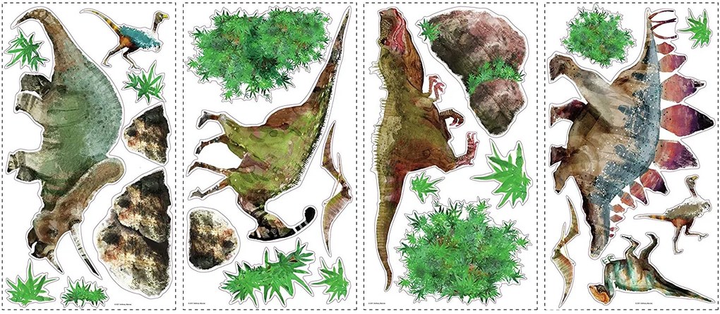 Samolepky na stenu DINOSAURI v štýle akvarelu