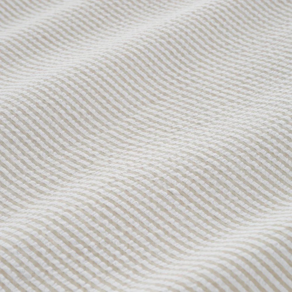 Krémové obliečky na jednolôžko z bavlneného perkálu 135x200 cm Seersucker Woven Stripe – Bianca