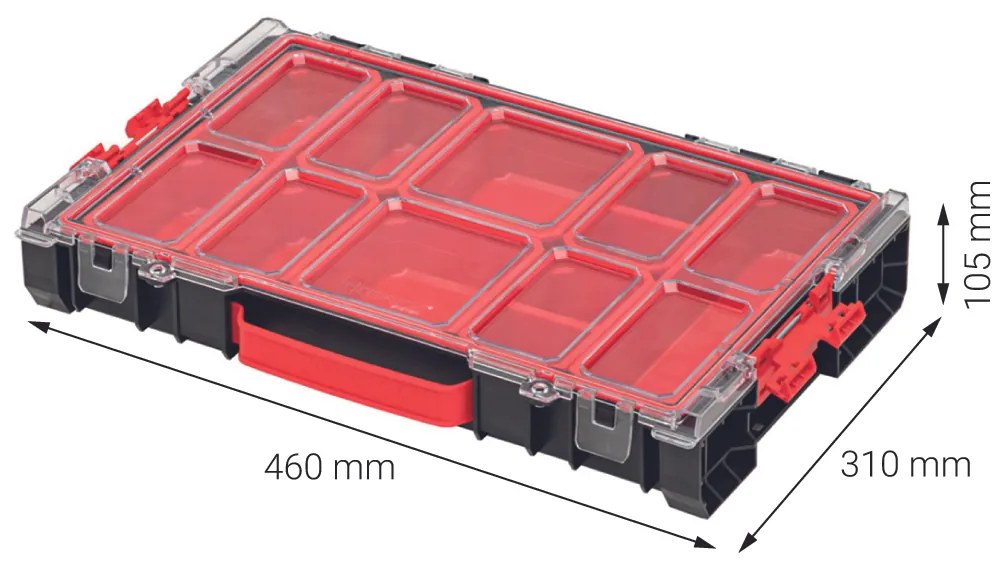 Organizér na súčiastky Qbrick System PRO s 8 priehradkami a polykarbonátovým vekom