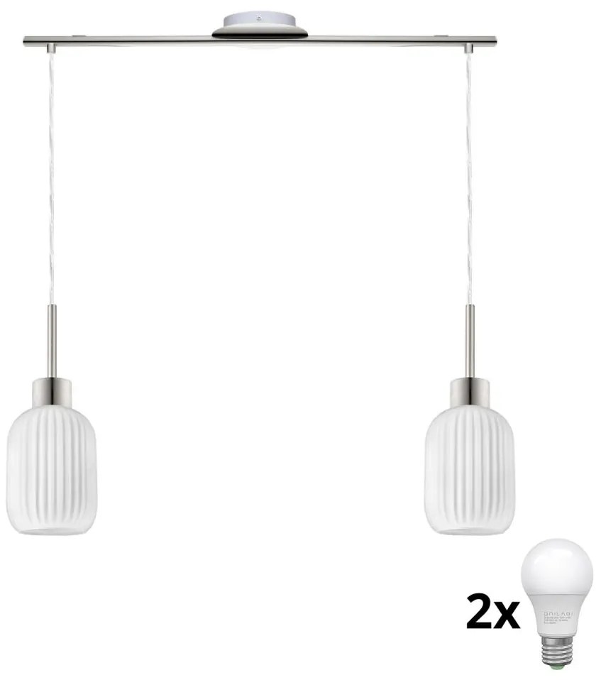 LED luster na lanku HARMA 2xE27/60W/230V matný chróm/biela