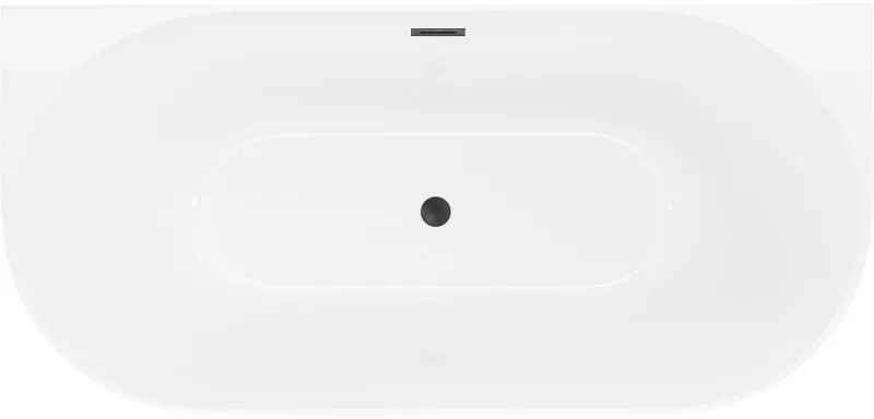 Mexen Oval Slim, voľne stojaca vaňa ku stene 170 x 80 cm, biela lesklá, čierny matný prepad, 52661708000-70