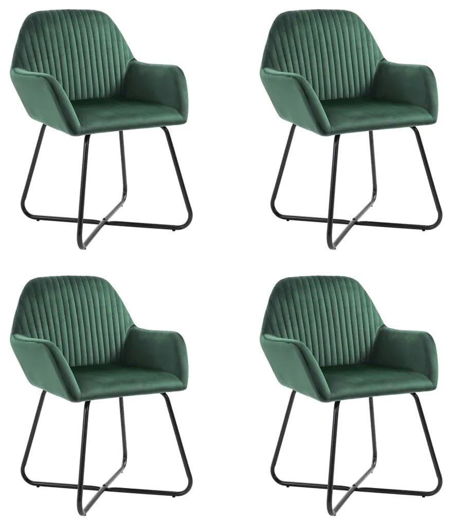 vidaXL Jedálenské stoličky 4 ks zelené zamatové