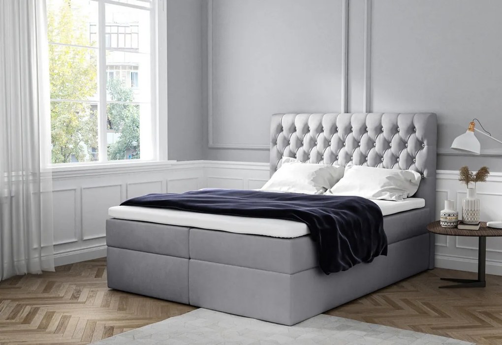 Čalúnená posteľ boxspring TOMIO + úložný priestor + vrchný matrac - jasmine 20 / 180x200