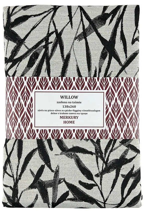 Záves Willow čierna na páske 138x260