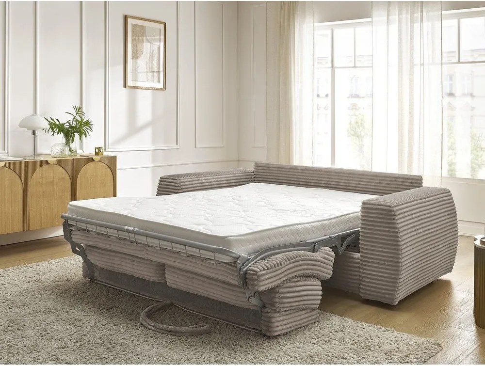 Zelená menčestrová pohovka na každodenné spanie/rozkladacia 240 cm Hugo – Bobochic Paris