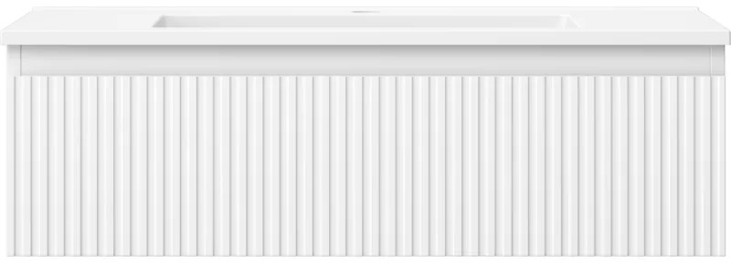 Mexen Rivel, kúpeľňová skrinka 80 cm s umývadlom Otis, 1 zásuvka, drážkovaná, biela matná, 91A20-08023-1-BF01-W18M01