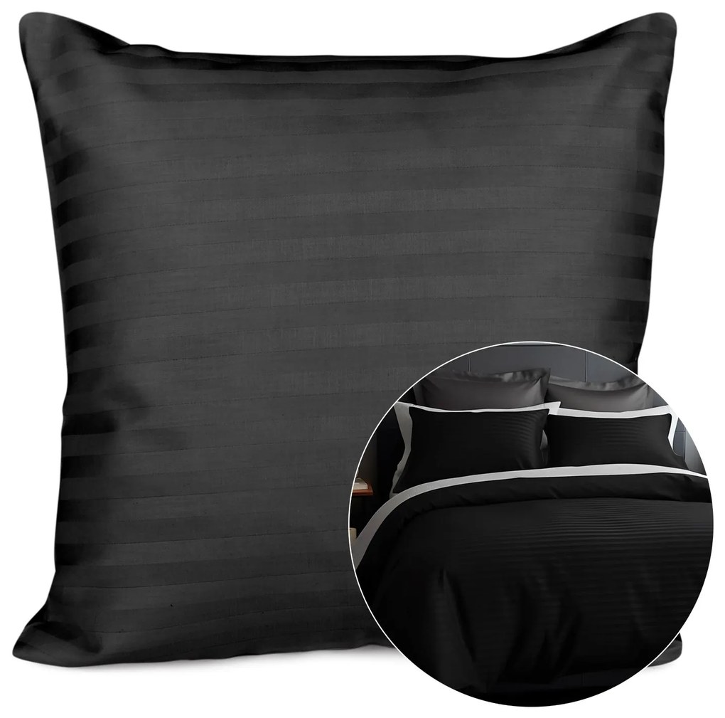 SATÉNOVÁ OBLIEČKA NA VANKÚŠ CIZGILI BLACK 40X40 CM EXCLUSIVE ČIERNA