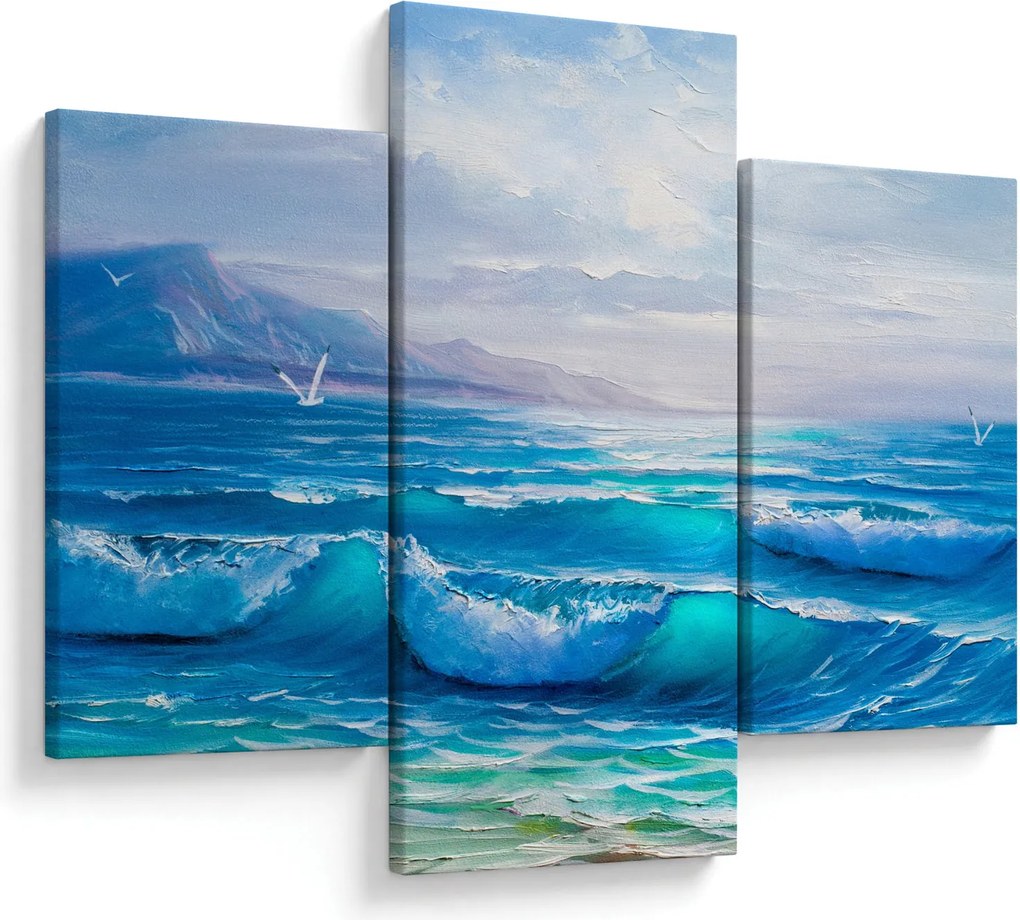 Obraz - Olejomaľba mora s čajkami (90x60 cm)