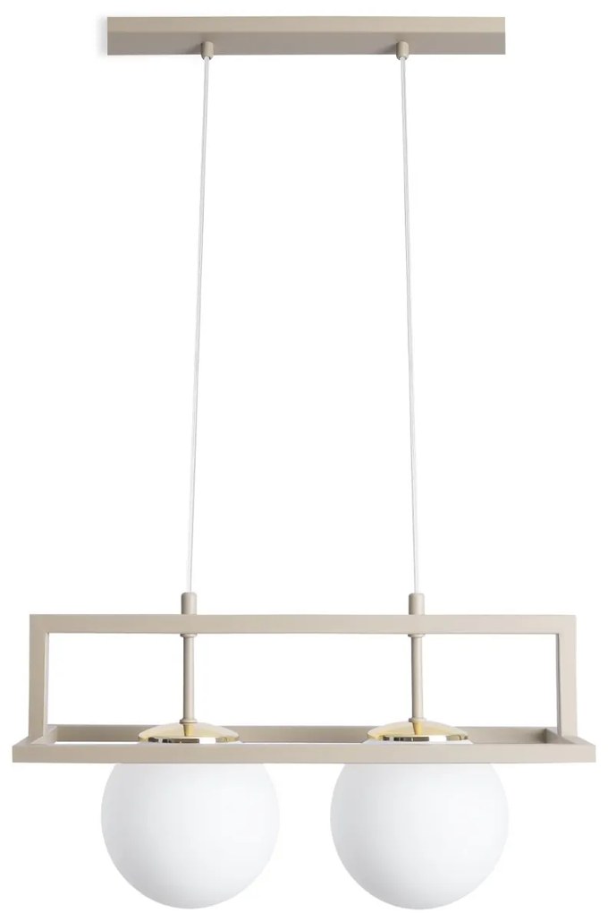 Závesné svietidlo Florence, 2x biele sklenené tienidlo, be/g