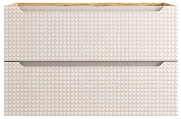 Závesná skrinka pod umývadlo Luxor Beige s doskou 120 cm béžová/dub olejovaný