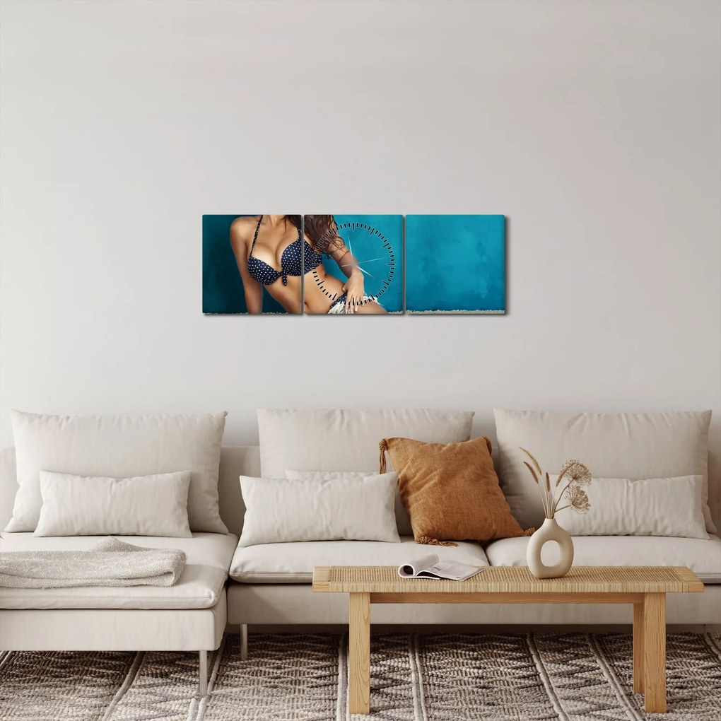 Obraz - Pózujúce ženy (s hodinami) (90x30 cm)