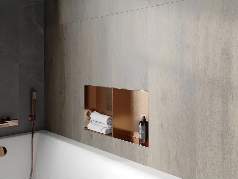 Mexen X-Wall-NR, polica na zapustenie bez príruby 60 x 30 cm, medená matná - 19C1603010S