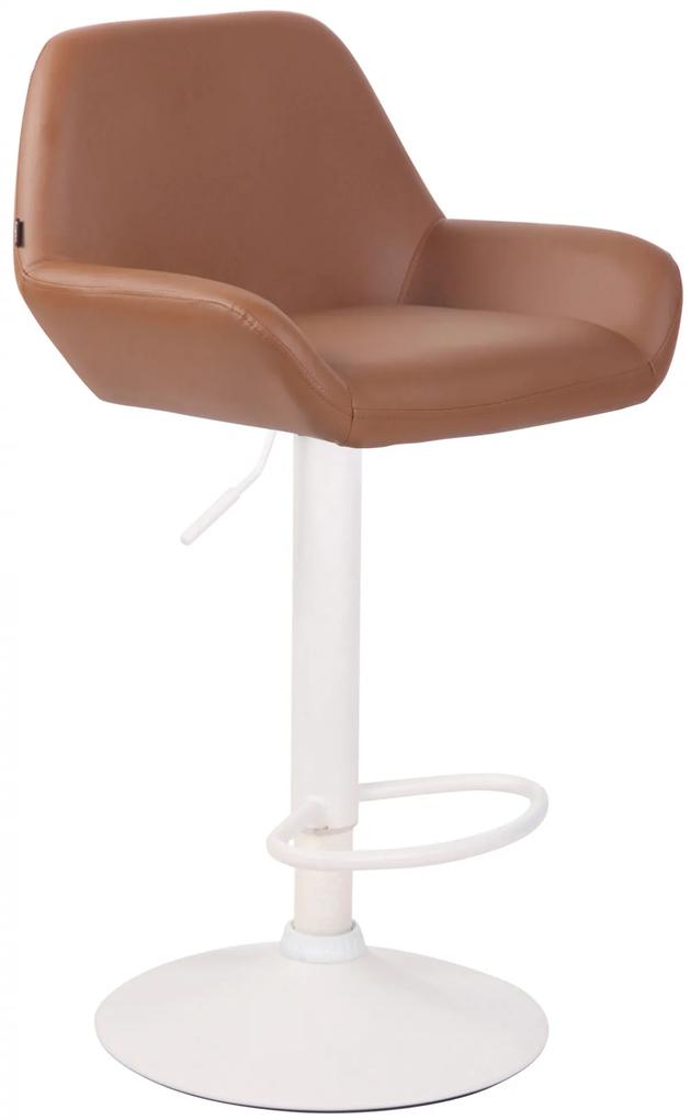 Barová stolička Braga ~ koženka, biela podnož - Svetlo hnedá