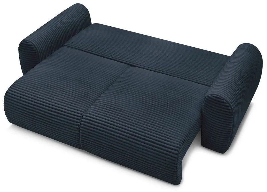 Tmavomodrá menčestrová rozkladacia pohovka 257 cm Lucien – Bobochic Paris