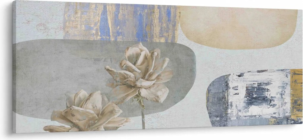 Obraz - Maľba s kvetmi a textúrami (120x50 cm)