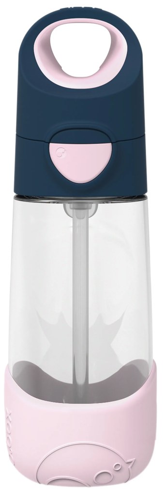 Fľaša na pitie so slamkou 450 ml - indigo/ružová