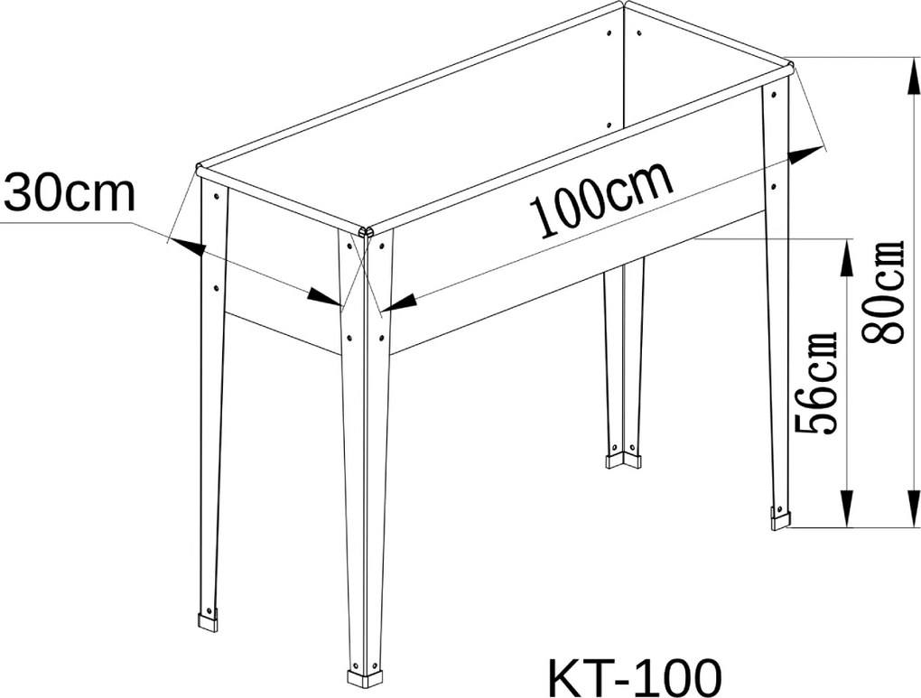 Vyvýšený záhradný záhon BestBerg KT-100 / 100 x 30 x 80 cm / sivá