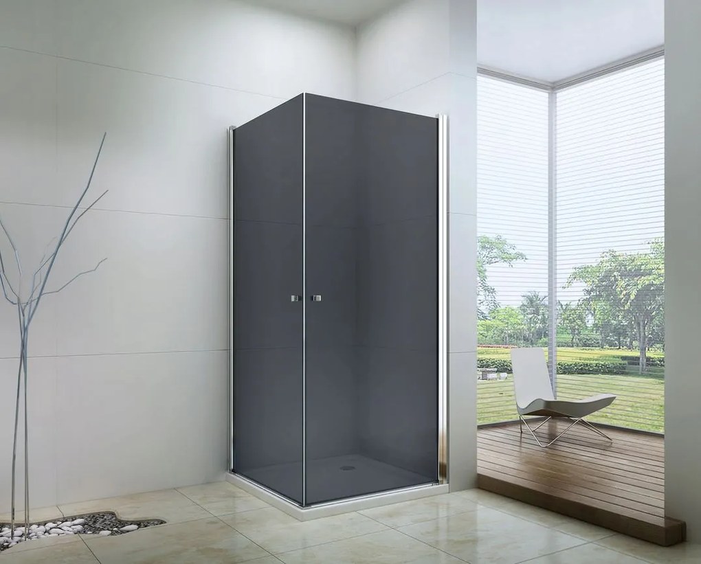 Mexen Pretoria DUO sprchovací kút 90x90cm, 6mm sklo, chrómový profil-šedé sklo, 852-090-090-02-40