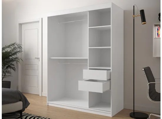 Posuvná skriňa so zrkadlom Ratintu 2 150 cm, zásuvka: áno, Farby: čierna / dub artisan + čierna
