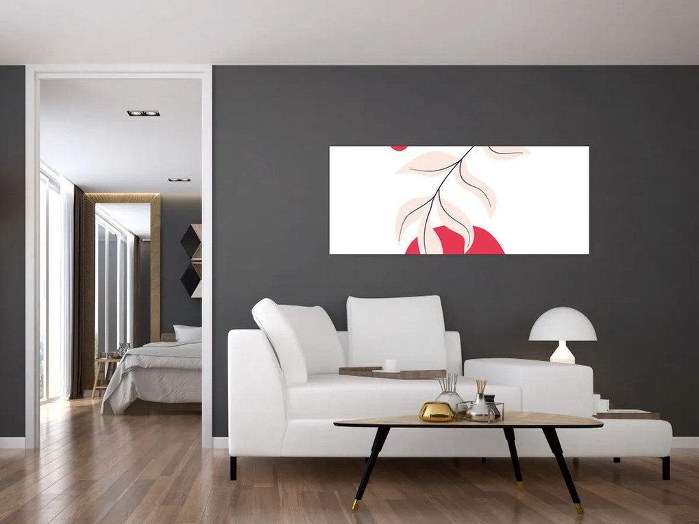 Obraz - Ružová florálna abstrakcia N⁰2 (120x50 cm)