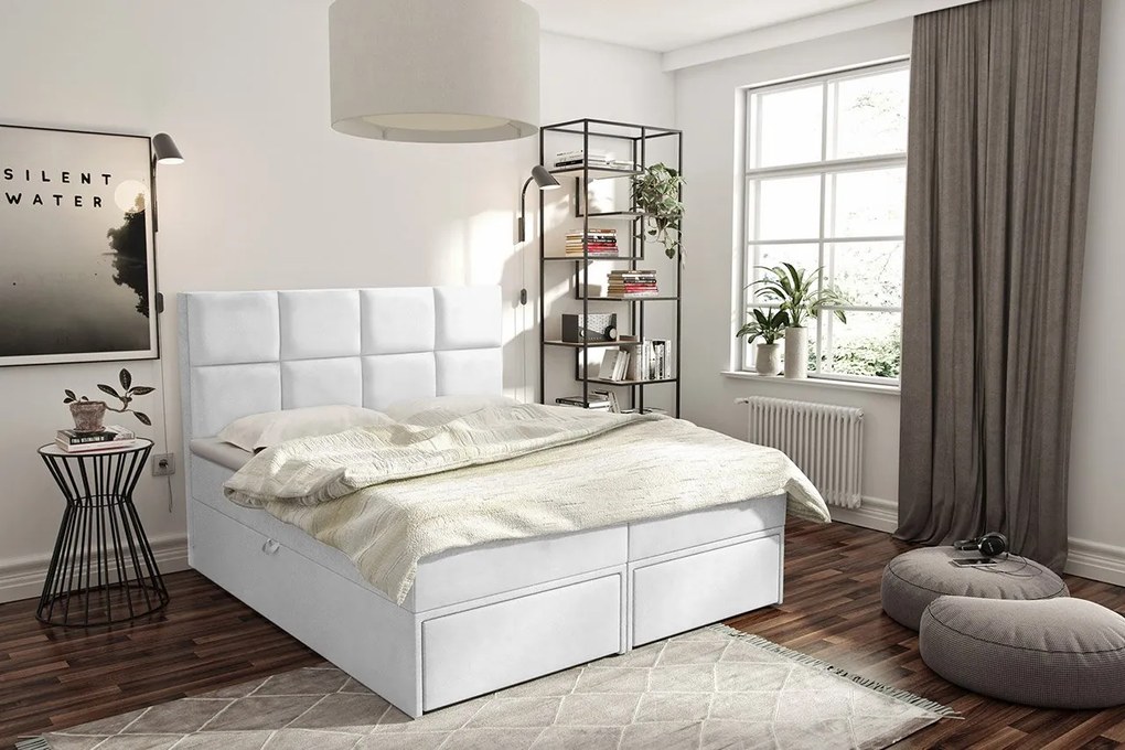 Kontinentálna posteľ Hudson Lux 2, Rozmer postele: 200x200, Farby: ekokoža Soft 011