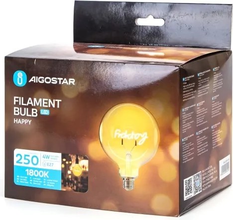 LED Žiarovka FILAMENT E27/4W/230V 1800K happy - Aigostar