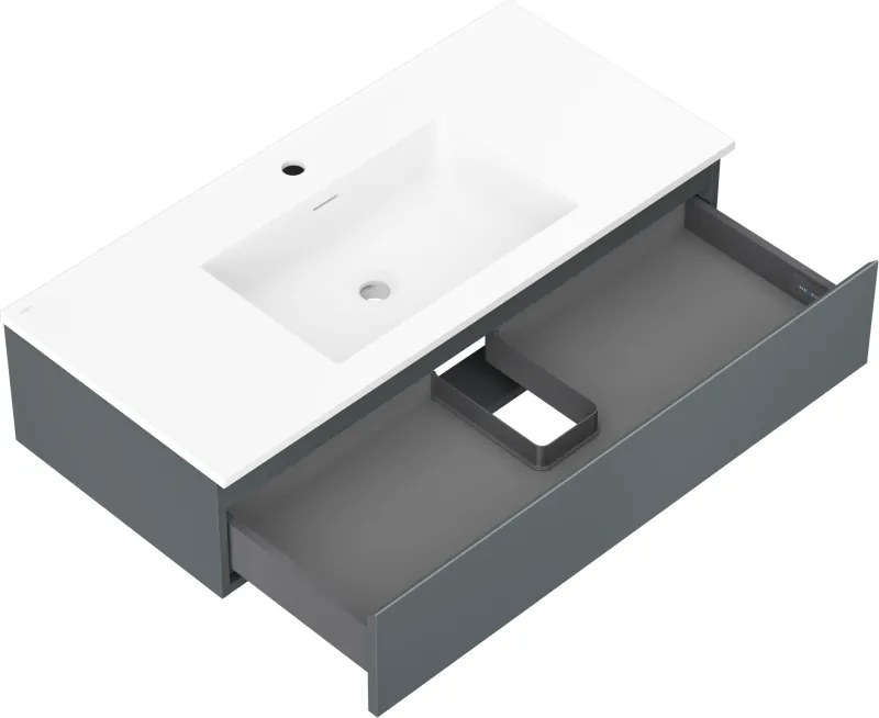 Mexen Orio, kúpeľňová skrinka 100 cm s umývadlom Otis, 1 zásuvka, grafitová matná/biela matná, 91A10-10023-1-BF66-W18M01