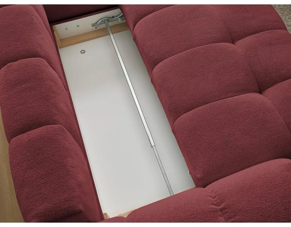Vínovočervená ženilková rozkladacia/s úložným priestorom rohová pohovka (pravý roh/do L) Everest – Bobochic Paris