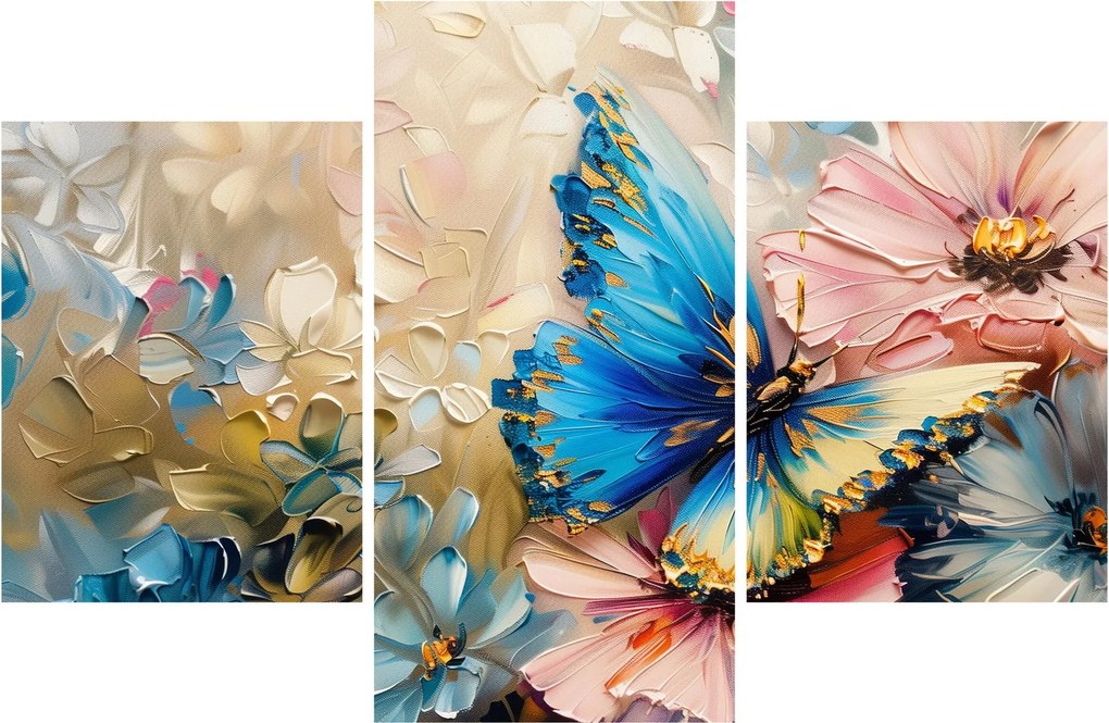 Obraz - Maľba kvetov a motýľov (90x60 cm)