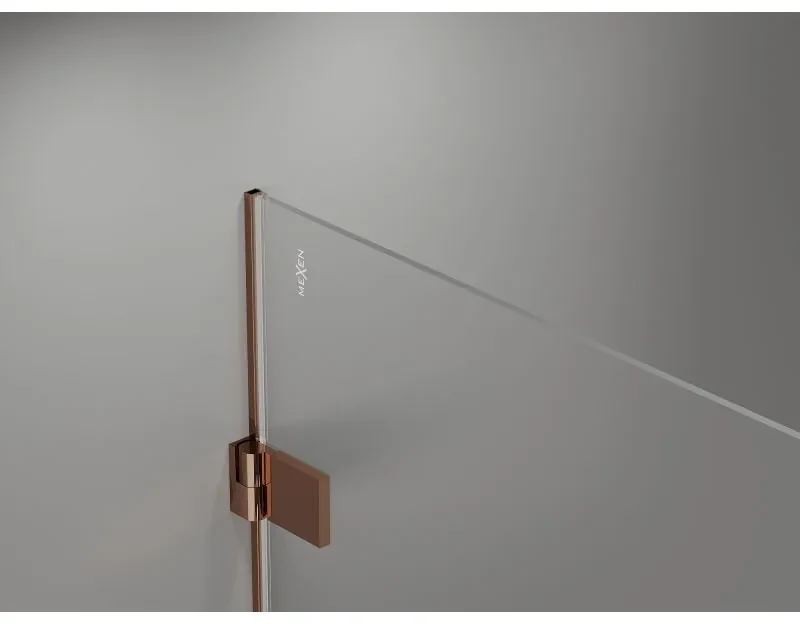 Mexen Lunar-B, výklopný sprchový kút ľavý 100 x 80 cm, 8mm číre sklo, profil medená matná, 832-100-080-65-00-L