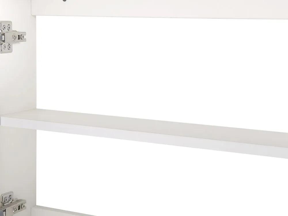 Kúpeľňová zrkadlová skrinka na stenu s LED osvetlením 60 x 60 cm biela JARAMILLO Beliani