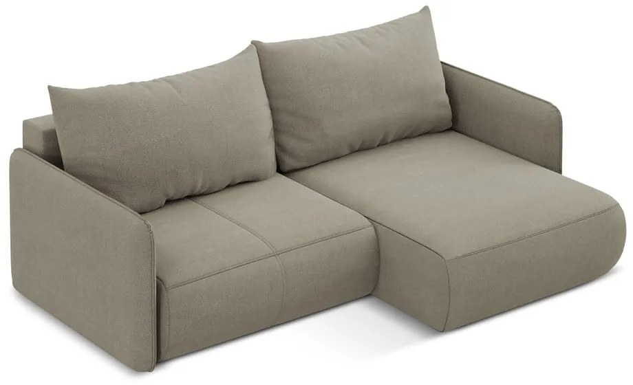 Béžová rozkladacia/s úložným priestorom rohová pohovka (pravý roh) Nanea – Makamii