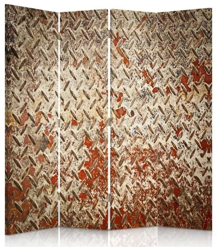 Ozdobný paraván Rezavý plech - 145x170 cm, štvordielny, klasický paraván
