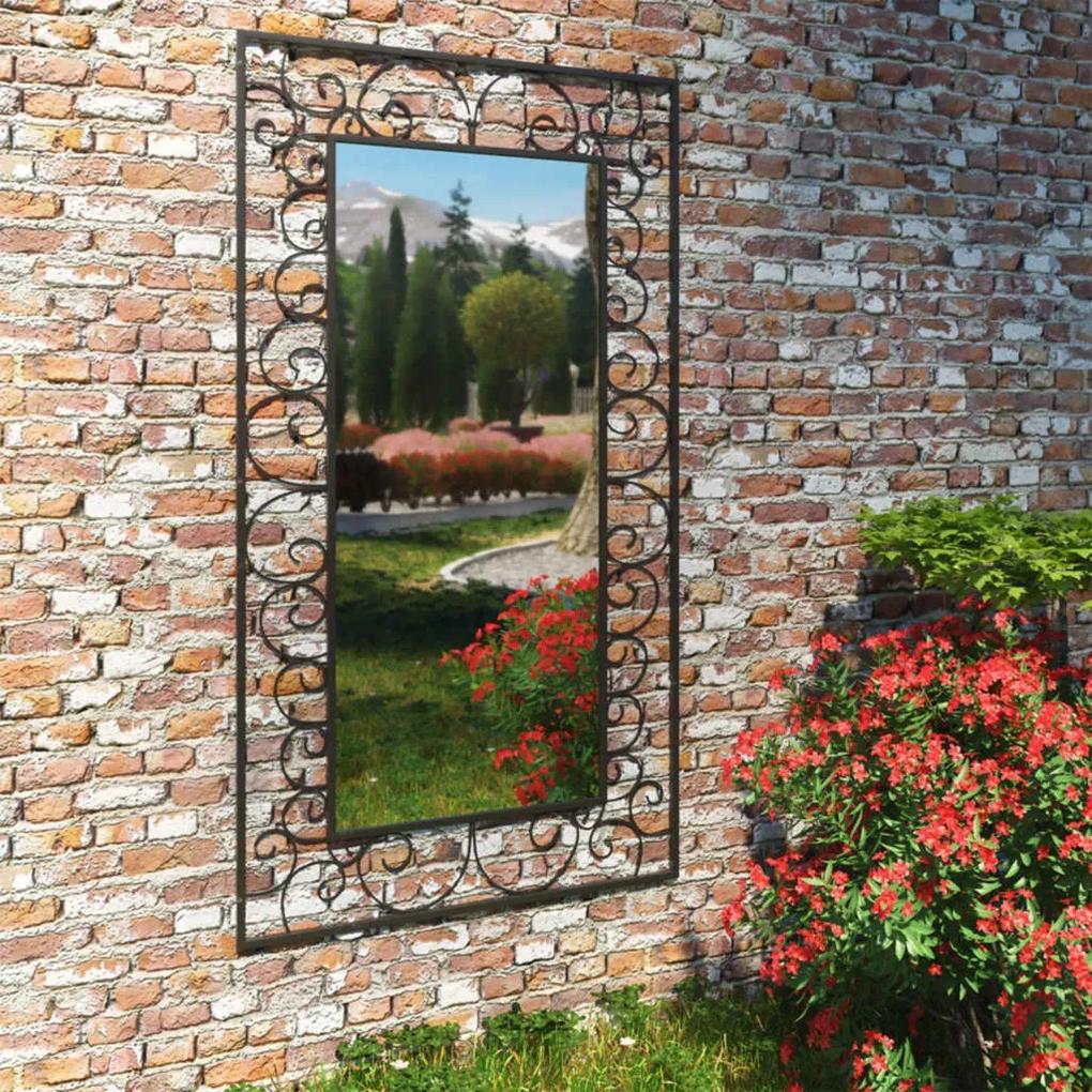 vidaXL Záhradné nástenné zrkadlo obdĺžnikové 60x110 cm čierne