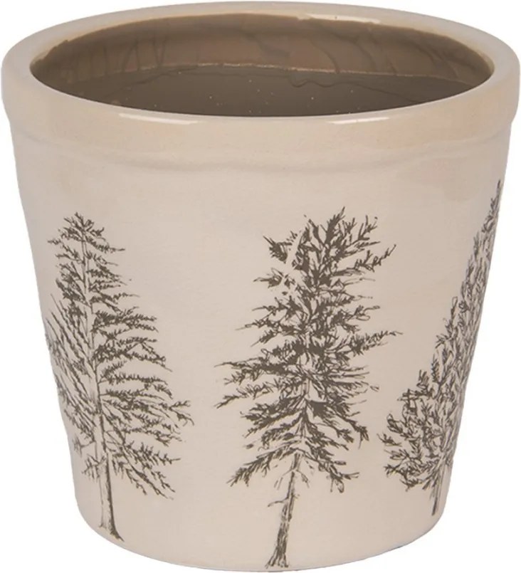 Béžový obal na kvetináč so stromčekmi Natural Pine Trees L - Ø 15*14 cm
