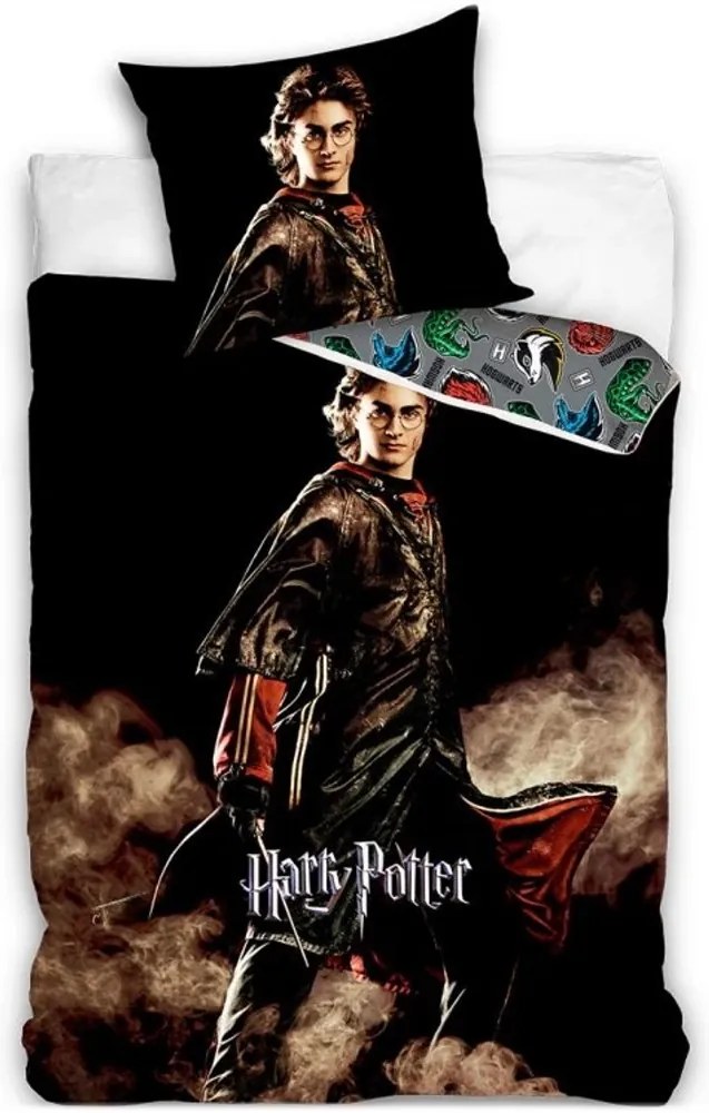 Bavlnené posteľné obliečky Harry Potter – motív Ohnivá skúška - 100% bavlna Renforcé - 70x90 cm + 140x200 cm