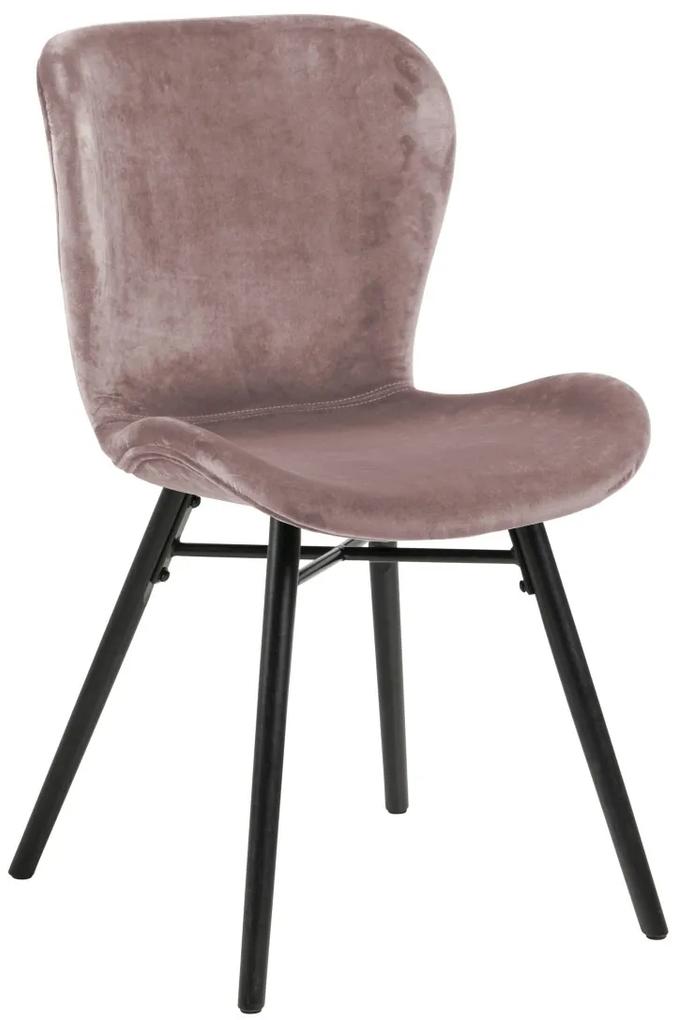 stolička BALTEA zamat tlmená ružová / nohy čierne - moderná do obývacej izby / jedálne
