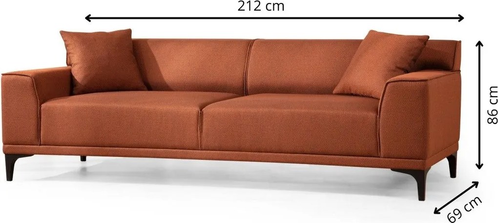 Třímístná pohovka Petra 212 cm oranžová