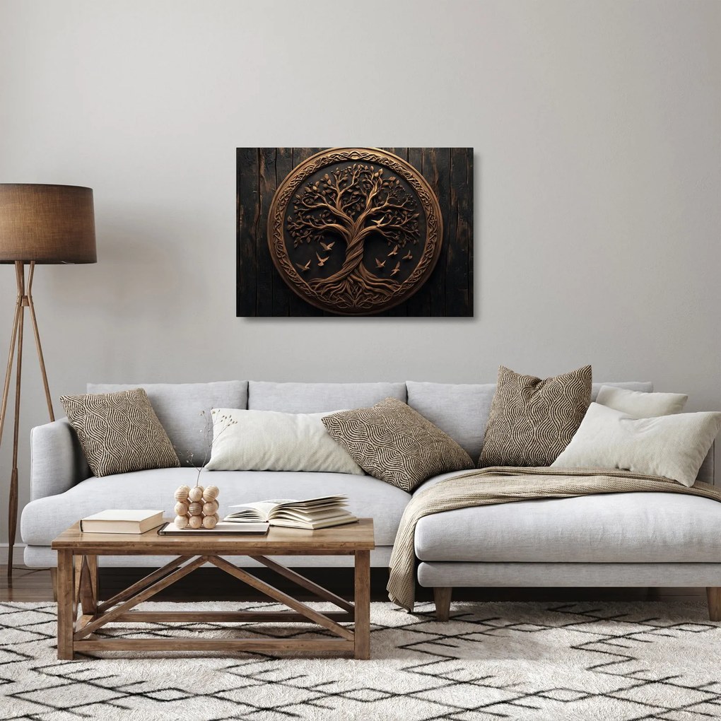 Sklenený obraz – Drevený strom života (70x50 cm)