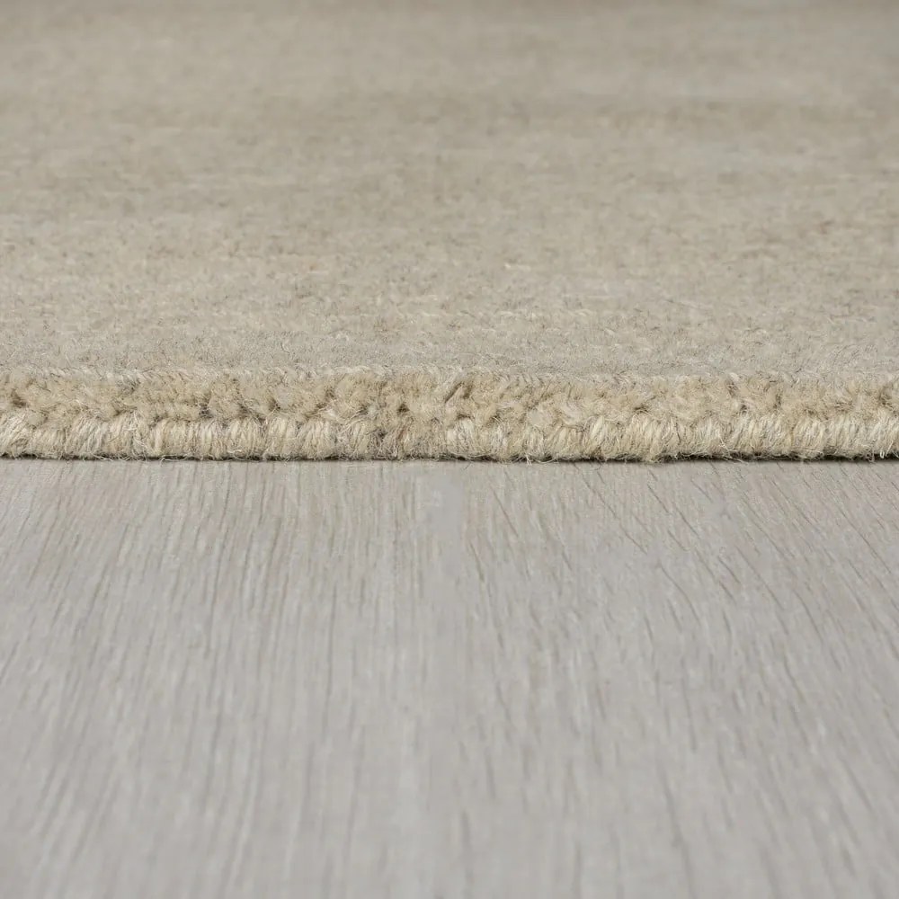 Béžový ručne tkaný vlnený koberec 300x400 cm Textured Wool Border – Flair Rugs